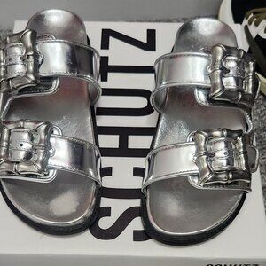Womens Schutz  silver enola sporty  sandals